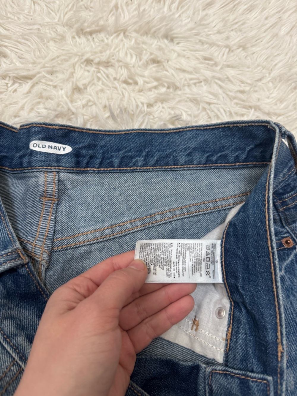 Old Navy Dark Blue Distressed Jean Shorts - Picture 5 of 6
